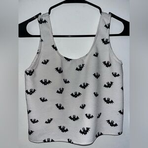 Chic White and Black Bat Pattern Tank Top